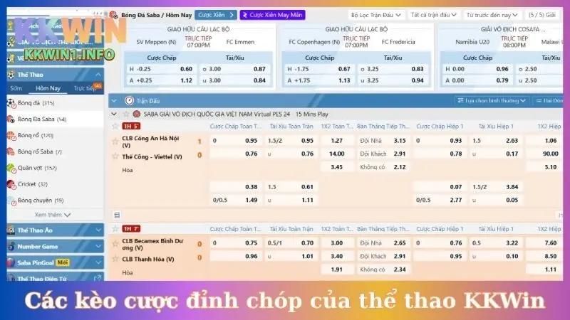 Các kèo cược đỉnh chóp của thể thao KKWin
